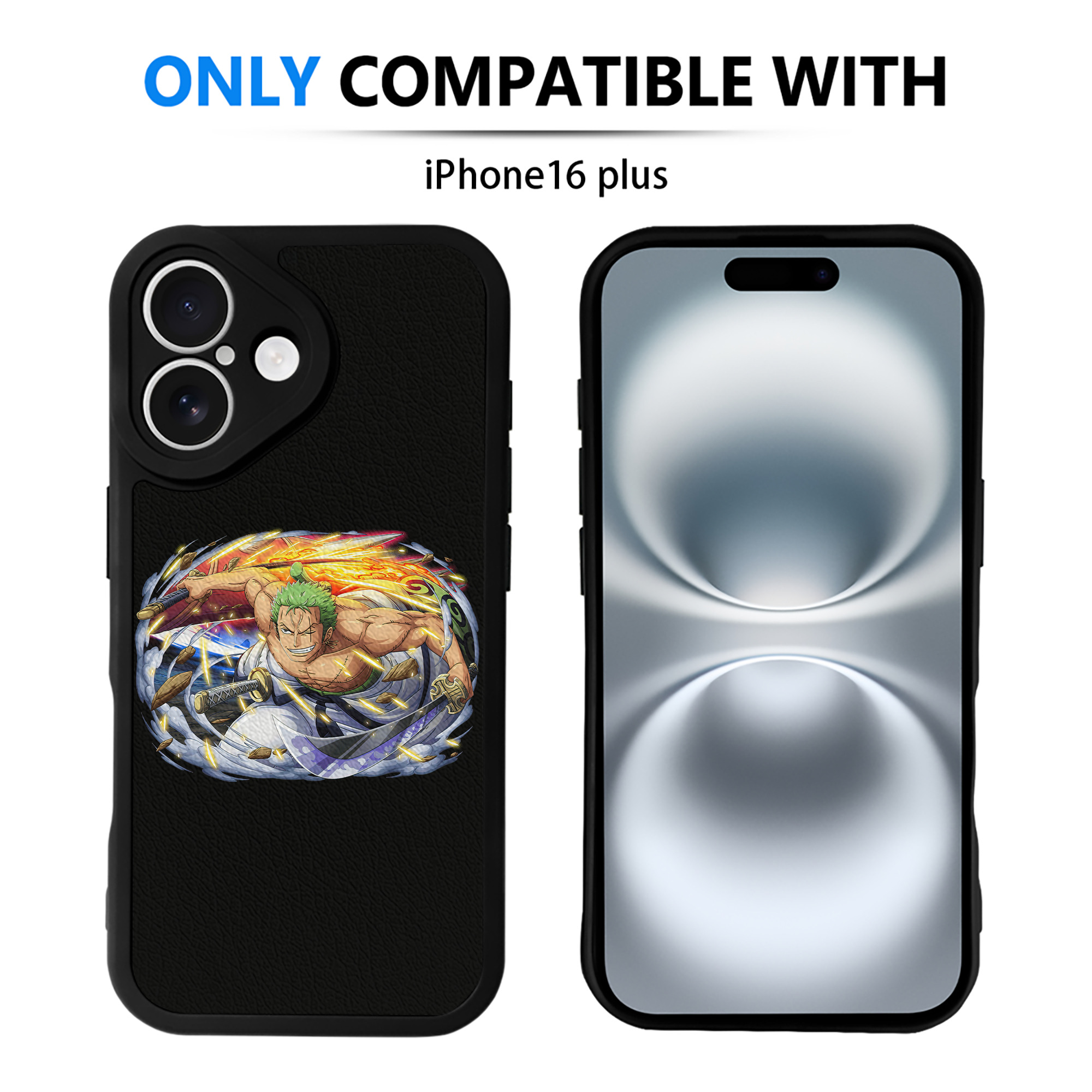 （画像用） ワンピース ロロノア・ゾロ ONE PIECE Roronoa Zoro 【iPhone 16シリーズ対応】シリコンスマホケース（レザー調） 材質：シリコン